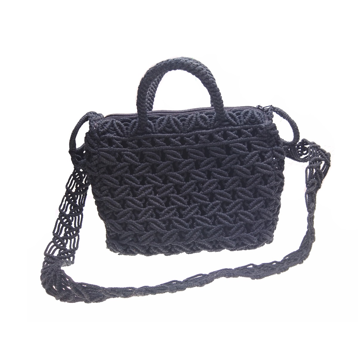 Black macrame bag "Leaf"