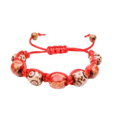 Red Ethnic Shamballa Bracelet  "Silk"