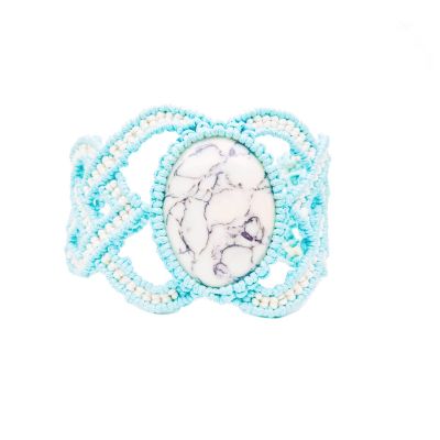 Blue & white bracelet with howlite cabochone "Azure Infinity"