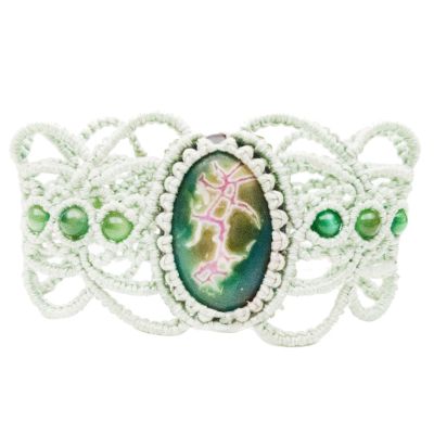 Light Green Vintage Macrame Bracelet "Dragon Tears"