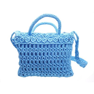 Blue macrame bag "Chain"