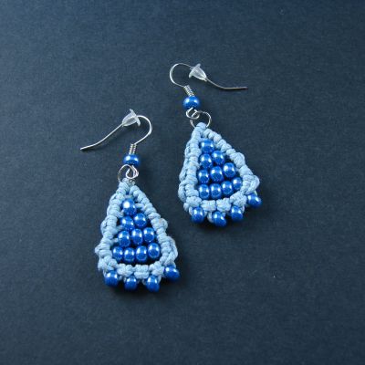 Blue Macrame Earrings "Blue Petals"
