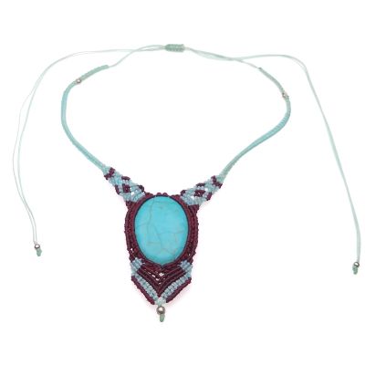 Macrame pendant "Fancy Turquoise" with metal  beads