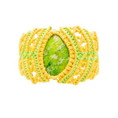 Asymmetric Yellow - Green Bracelet with cabochon "Colours of the Summer"  