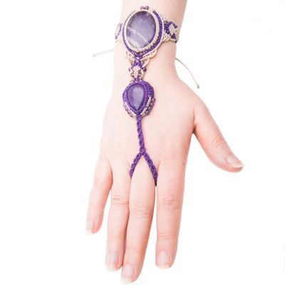 Amazing Purple Macrame Slave Bracelet 'Lilac' with Amethyst 