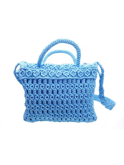 Blue macrame bag "Chain"