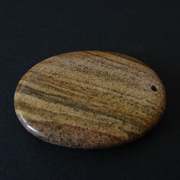 Agate Flat stone, Round, Wood Colour, 50mm (1pcs)