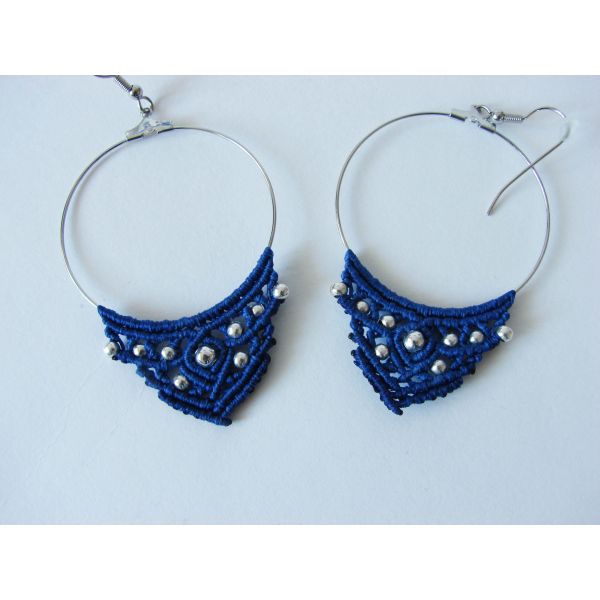 Blue Macrame Earrings 