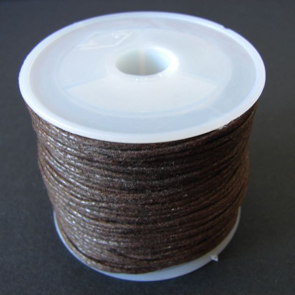 Dark Brown Cotton Wax Cord 1mm (25m/roll) - color is Brown