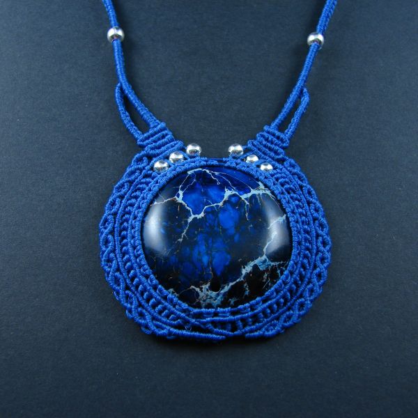 Blue Macrame Necklace 