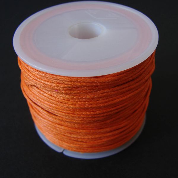Orange Cotton Wax Cord 1mm (25m/roll) - color is Orange