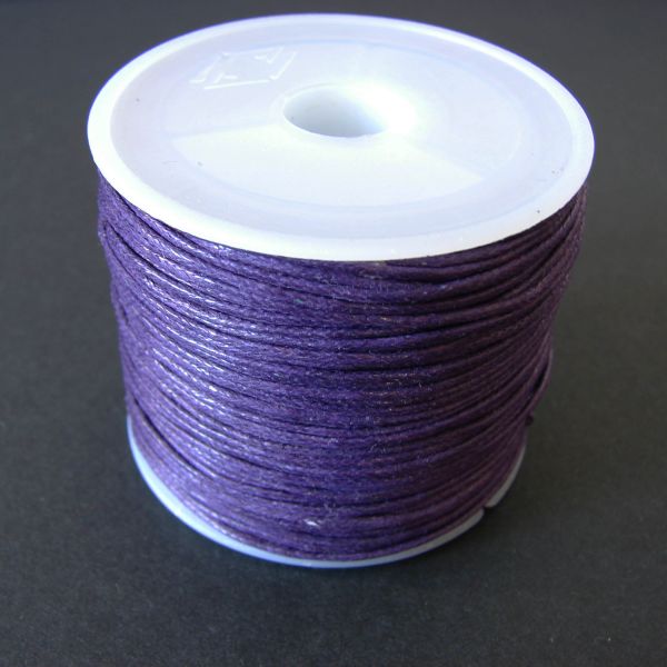 Purple Cotton Wax Cord 1mm (25m/roll) - color is Purple