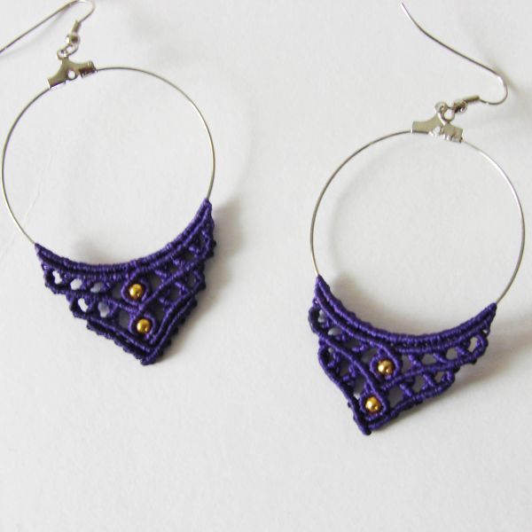 Purple Macrame Earrings 
