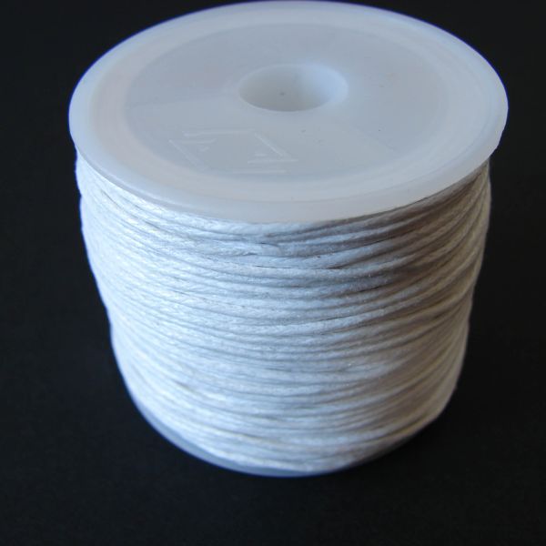 White Cotton Wax Cord 1mm (25m/roll) - color is White
