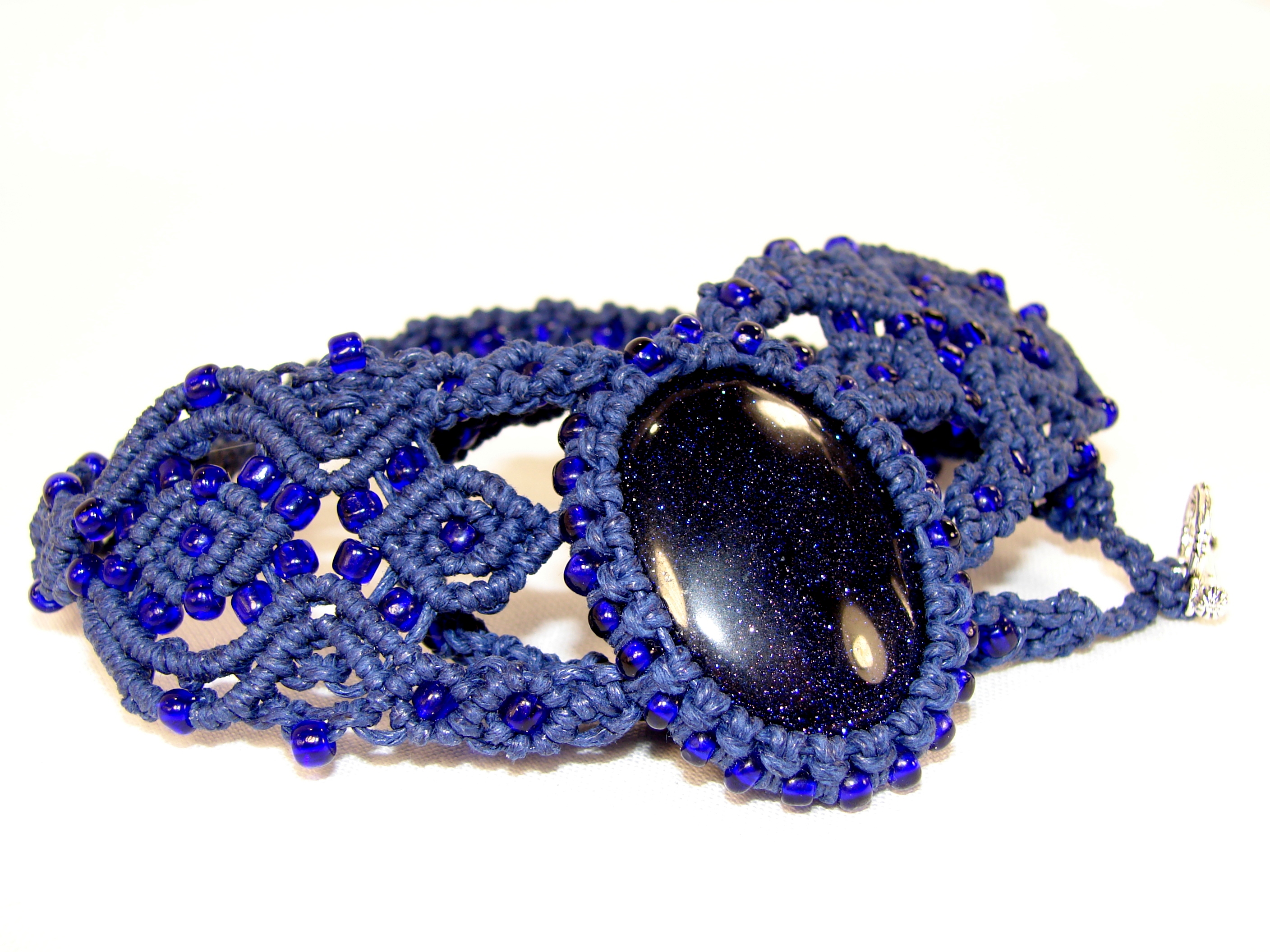 Beautiful Dark Blue Pedant "North Night" with Aventurine glass cabochon